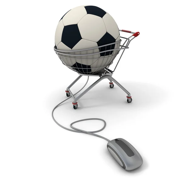 Piłka nożna zakupu online — Zdjęcie stockowe