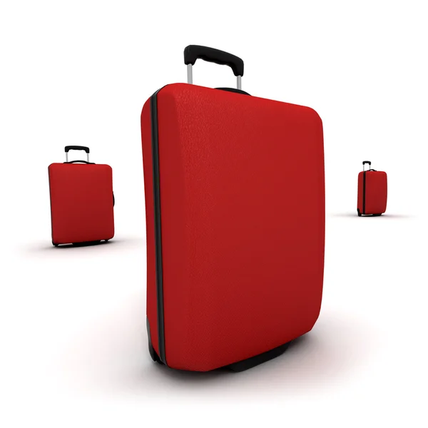 Trio červený vozík kufrů — Stock fotografie
