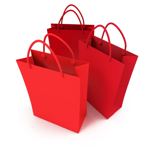 Trío de bolsas de compras rojas — Foto de Stock