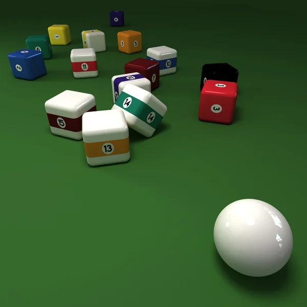 Cubic billiards balls — Stock Photo, Image