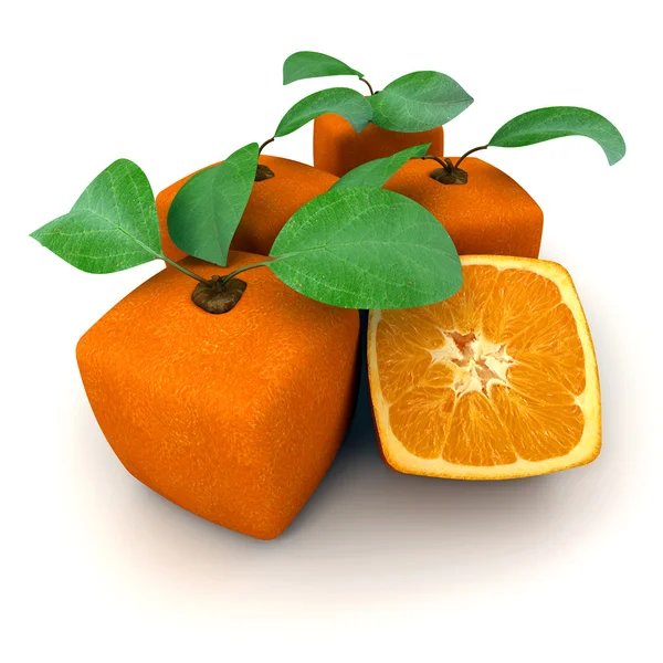 Kubieke sinaasappelen groep — Stockfoto