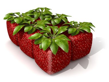 Pack of six cubic strawberries clipart