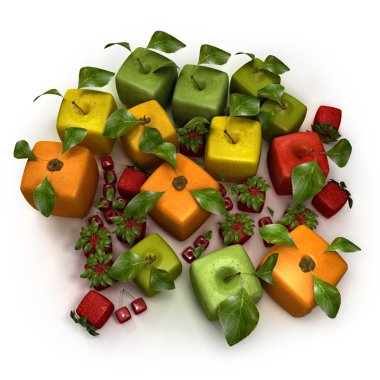 Cubic fruit composition clipart