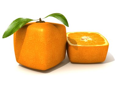 Fresh cubic orange and a half small clipart