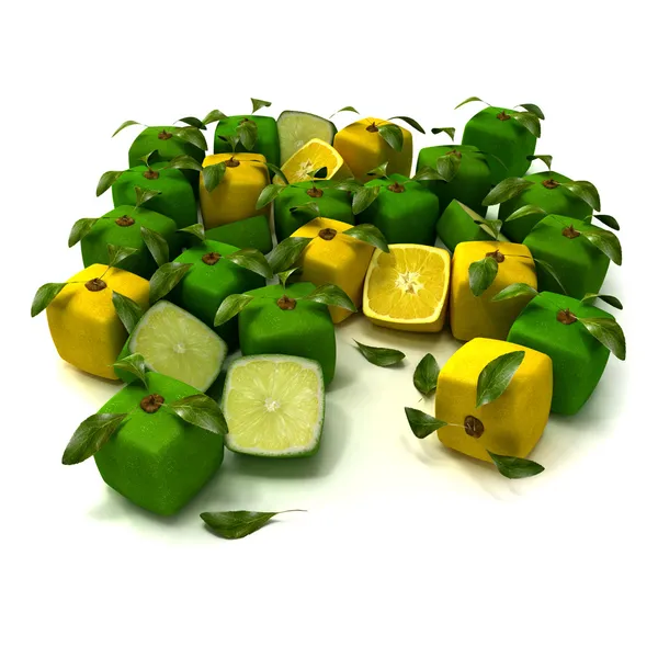 Citron et citron vert fond cubique — Photo