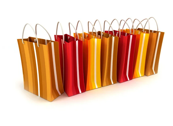 Línea de bolsas de compras a rayas — Foto de Stock