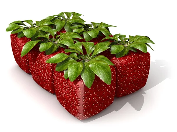 Pack of six cubic strawberries — Stock Photo, Image
