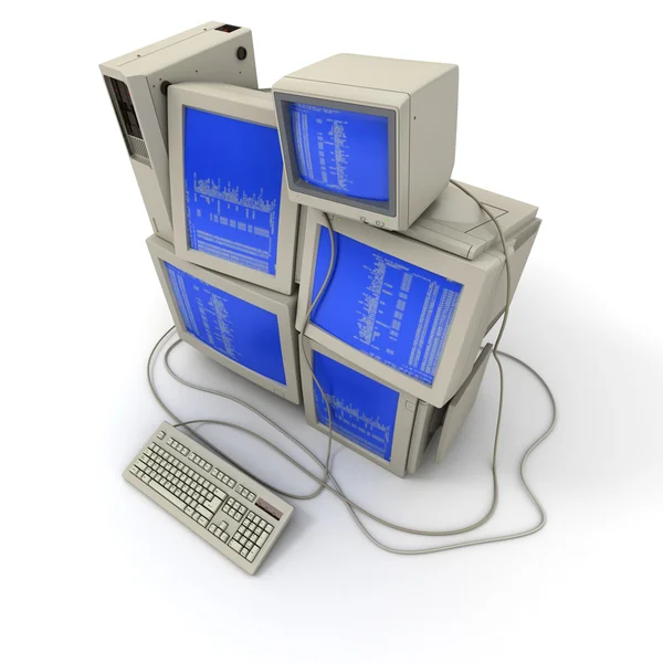 Empilhados computadores antigos — Fotografia de Stock