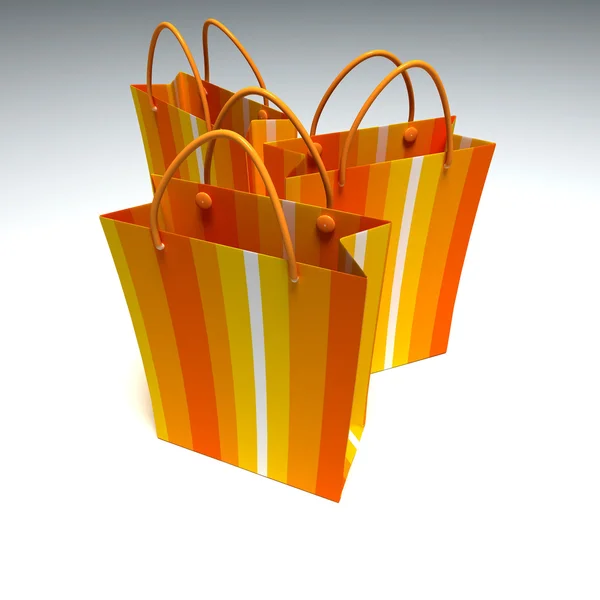 Trio de sacos de compras listrados — Fotografia de Stock
