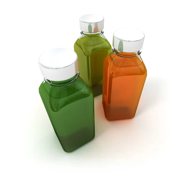 Trio of sample bottles — Stock Photo, Image
