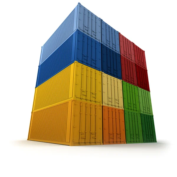 Wall of piled up cargo containers — Stock Photo, Image