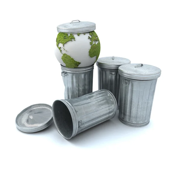 Ziek aarde in de vuilnisbak — Stockfoto