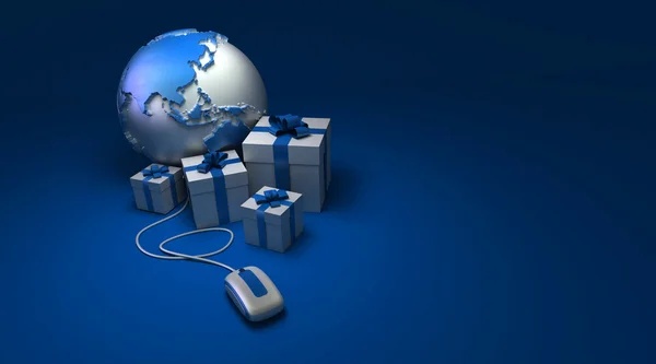 Wereld geschenken online Amerika blauw — Stockfoto