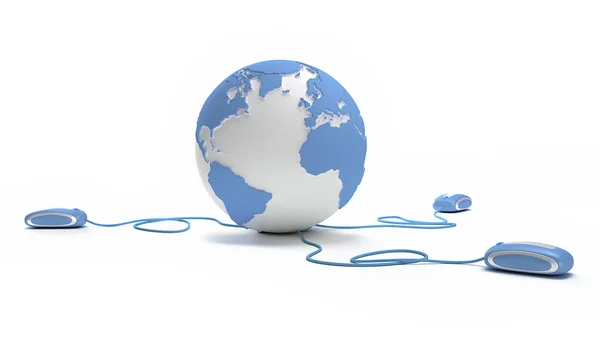 Wereld verbinding in blauw — Stockfoto