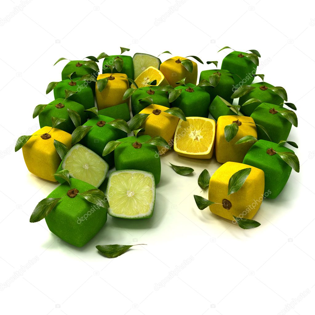 Lemon and lime cubic background