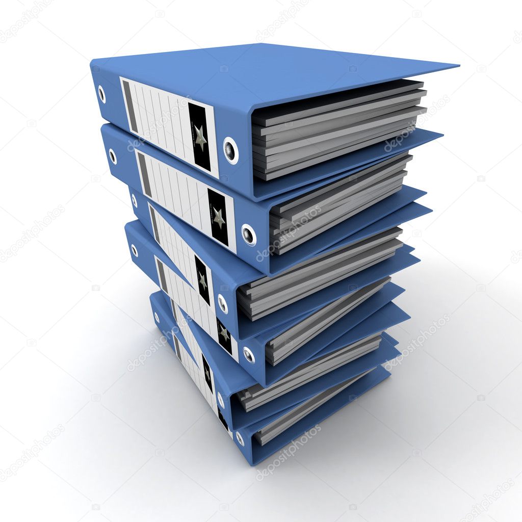 Stack of blue ring binders