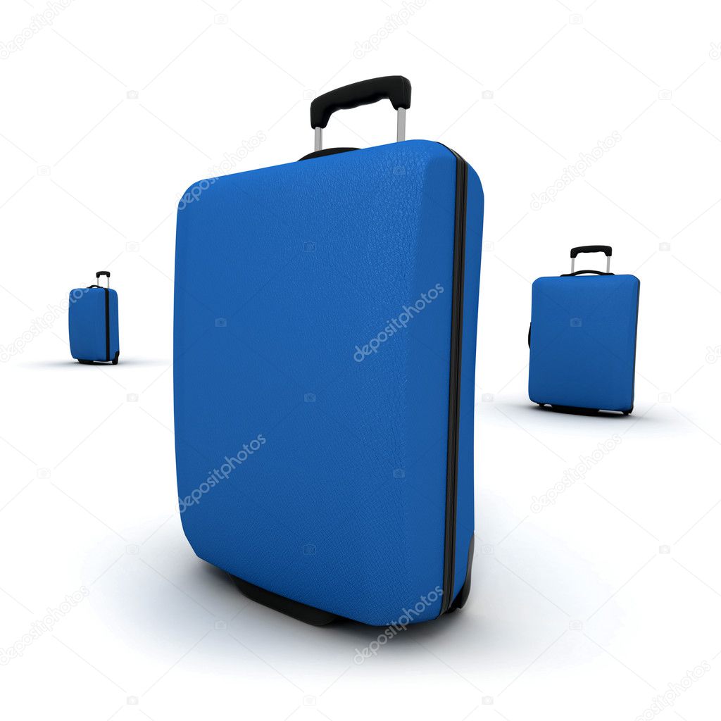 Trio of blue Trolley suitcases