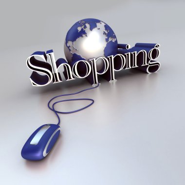Global Shopping in blue clipart