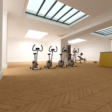 Spinning section on the gym clipart