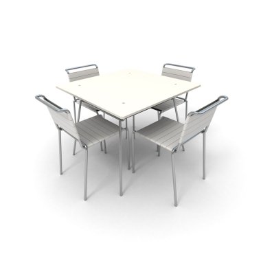 Table and chairs in white clipart