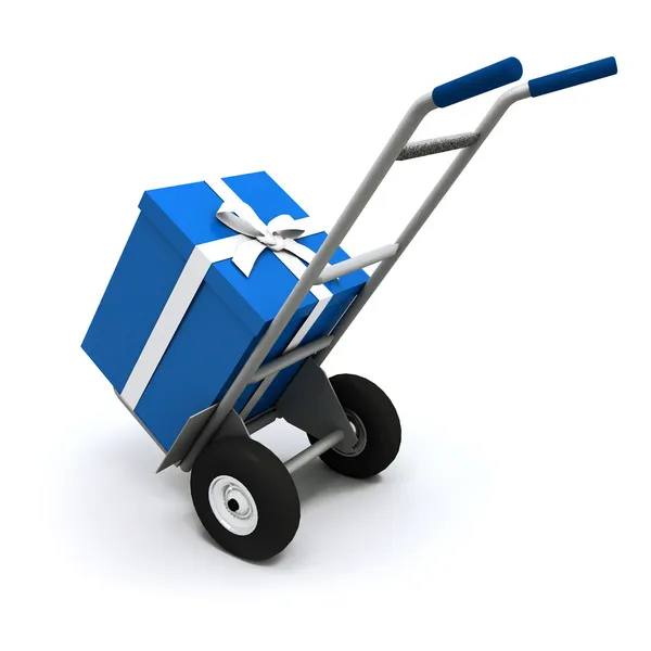 Big blue present delivery — Stock Photo, Image