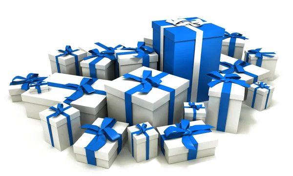 Blau-weiße Geschenke — Stockfoto