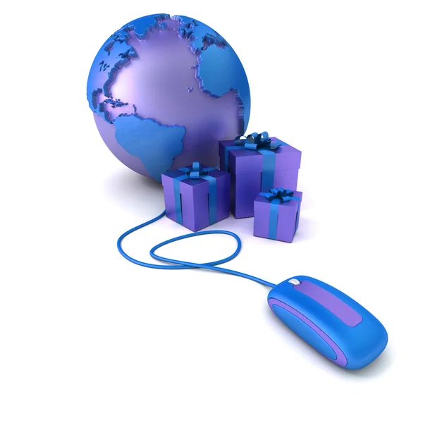Blå världen presenterar online — Stockfoto