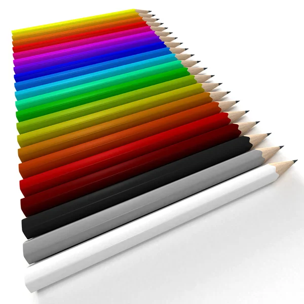 Crayons de différentes couleurs en diagonale — Photo