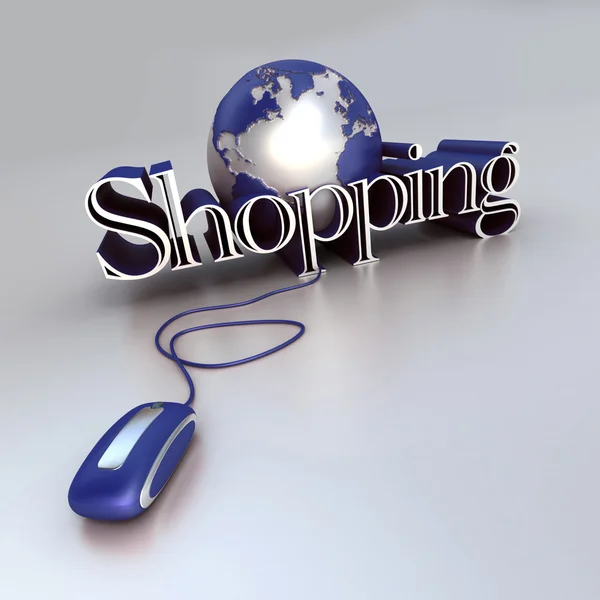 Global Shopping in blue — Stock Photo, Image