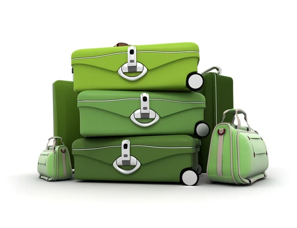优雅的绿色行李 — 图库照片