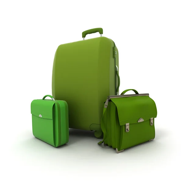 Grünes Gepäckset — Stockfoto