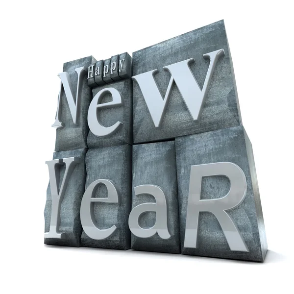 Happy New Year in print letters — Stock Photo, Image