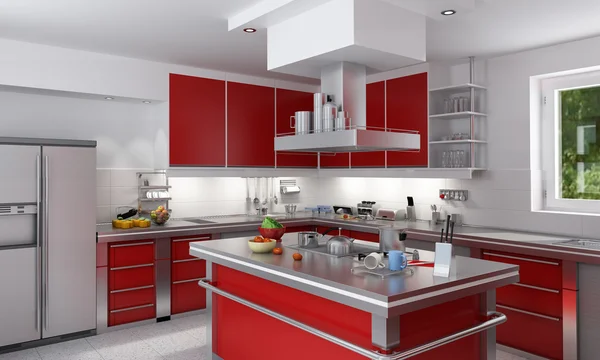Rote Küche — Stockfoto