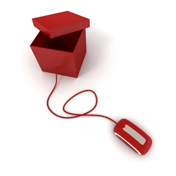 Red open parcel online — Stock Photo, Image