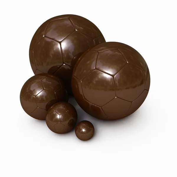 Skinande choklad bollar fotboll — Stockfoto