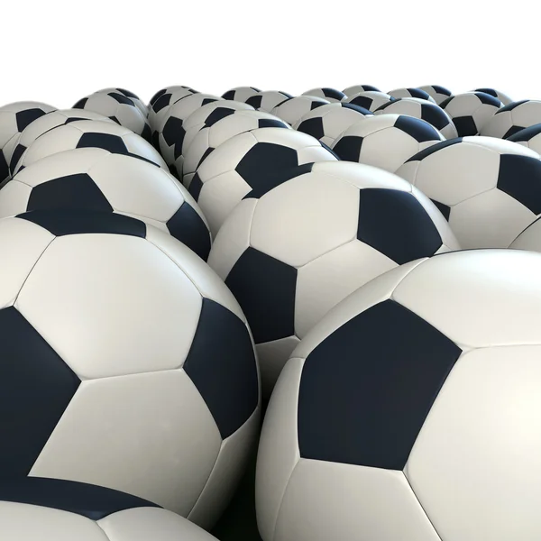 Futball-labdák elrendezése — Stock Fotó