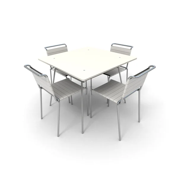 Table and chairs in white — Stock Photo, Image