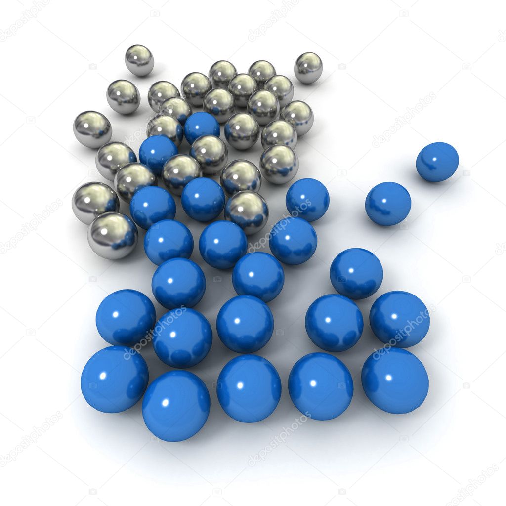 Blue and silver marbles