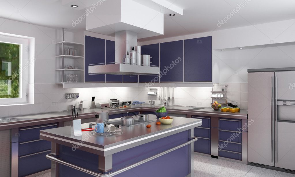 Elegant blue kitchen — Stock Photo © franckito 2315274