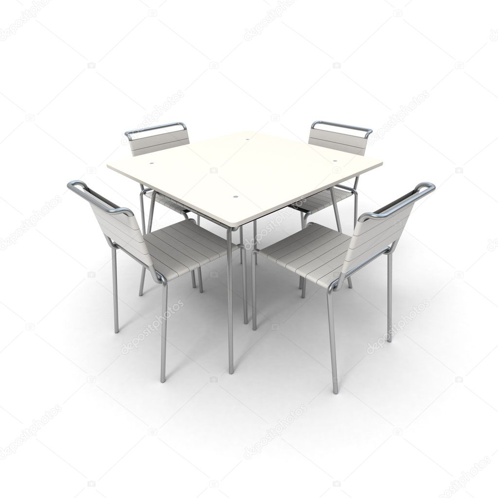 Table and chairs in white