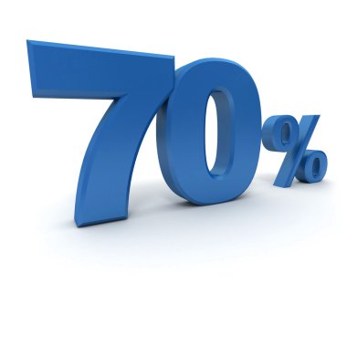 70% in blue clipart