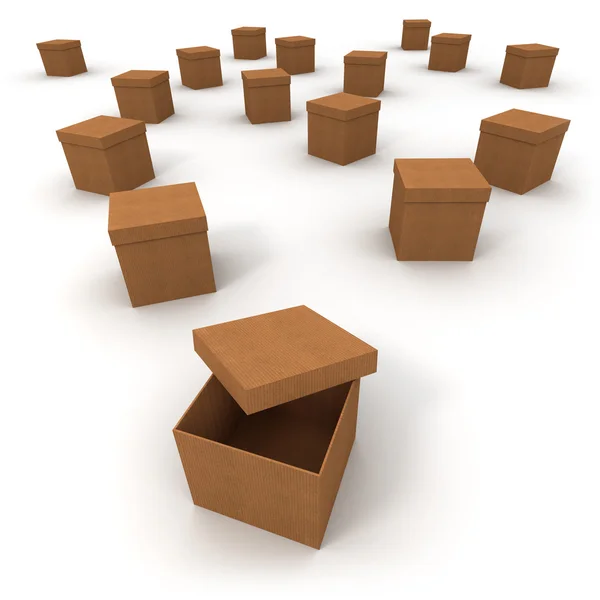 Cardboard boxes and open lid — Stock Photo, Image