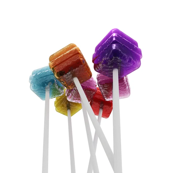 Cubic lollipops in different flavors — Stock Photo, Image
