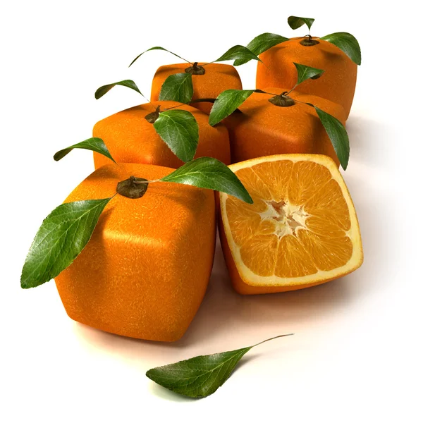 Naranjas cúbicas frescas — Foto de Stock