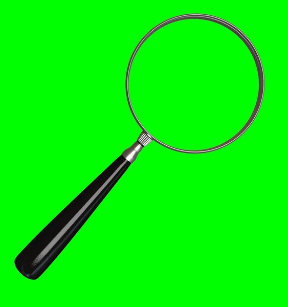 Black magnifying glass on green — Stock Photo, Image