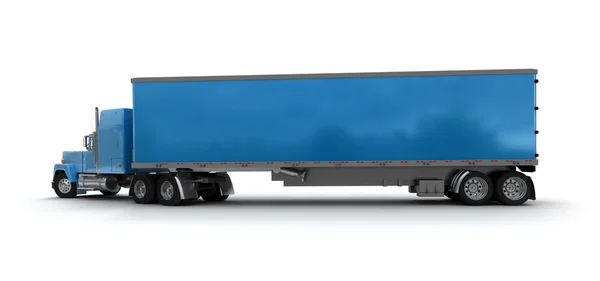 蓝色拖车的卡车货物集装箱 — 图库照片