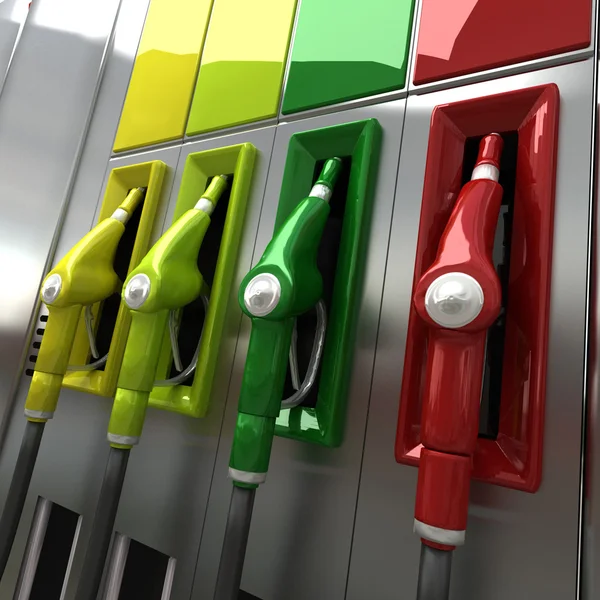 Colorful gas pumps — Stock Photo, Image