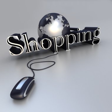 Global shopping in red clipart