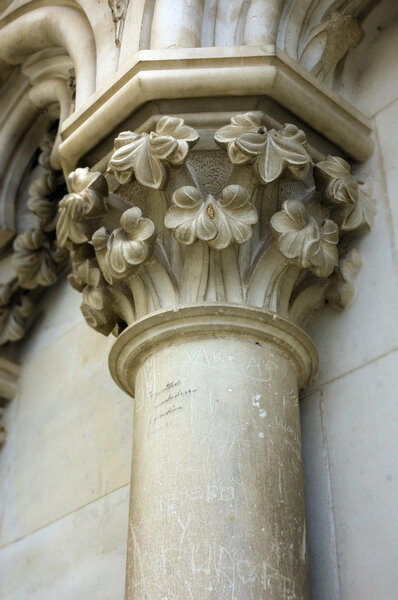 Detail of a vandalized column
