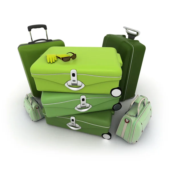 Elegantní zelené zavazadla kit — Stock fotografie